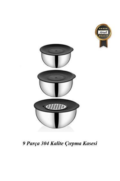 Arsel Premium 9 Parça Çırpma Kase Seti
