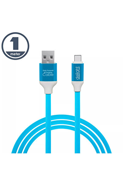 DELIGHT USB Type C data and charging cable, silicone coating, 1m, 2.1A