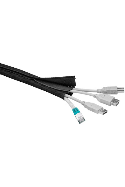 goobay Manson de cabluri 1.8m textil flexibil 20-40mm negru