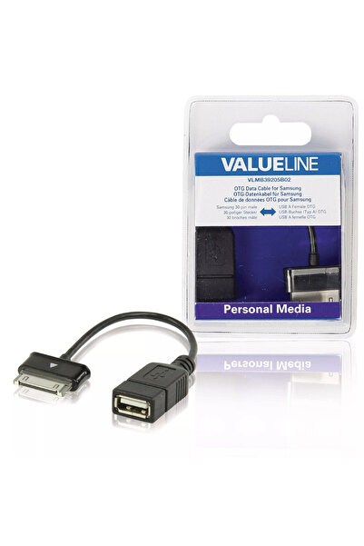 VALUELINE Samsung OTG adapter cable 30 pin male - USB A female 0.2m