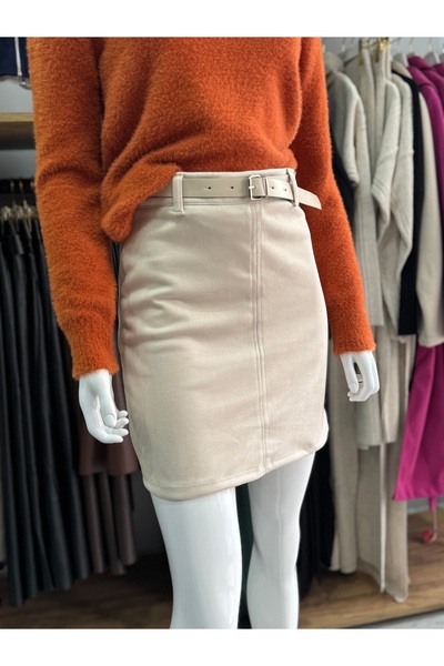 Lotus Boutique Scuba suet kemerli mini etek