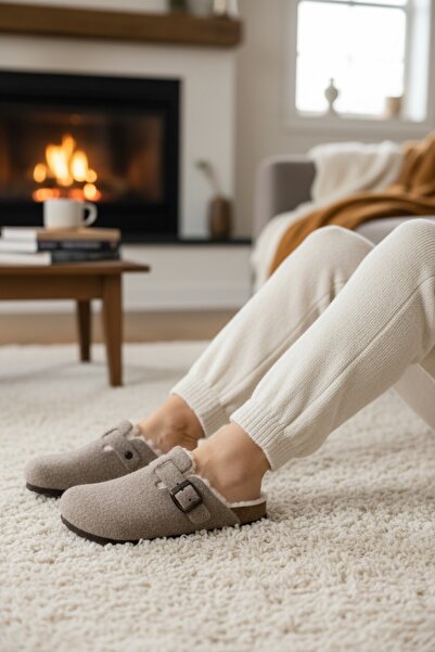 LAND OF CORK LC Παντόφλες οικιακής χρήσης από γνήσια γούνα ανατομικής διαμόρφωσης – Φυσική σόλα από φελλό & άνεση από τσόχα