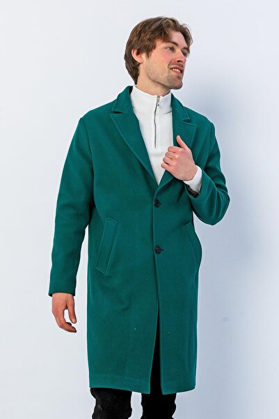 Cekmon Erkek Regular Fit Düğmeli Cepli Kışlık Astarlı Klasik Uzun Kaşe Kaban