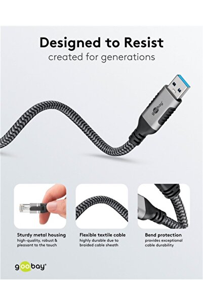 goobay Ethernet LAN cable USB-A 3.0 to RJ45 1.5m CAT6 Gbit/s black 70497