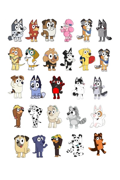 Bluey Arkadaşları Etiket,Bluey Çıkartma,Bluey Sticker Yüksek Kaliteli Yırtılmaz ve Su Geçirmez