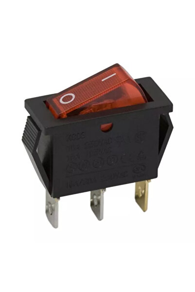 OEM Interupator basculant 3 pini 1 circuit 10A 250V OFF-ON rosu cu retinere