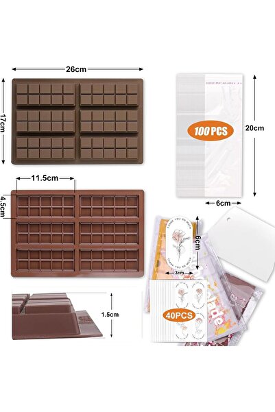 DUBAİ Silicone Mold Set for Chocolate Bars - 6 Bars (26 x 17 cm)