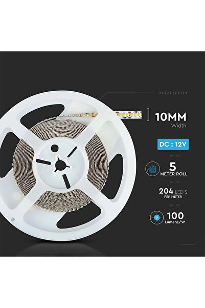 V-TAC Banda LED SMD2835 12V 17W/m 204LED/m 800lm/m 4000K IP20 5M SKU-212462