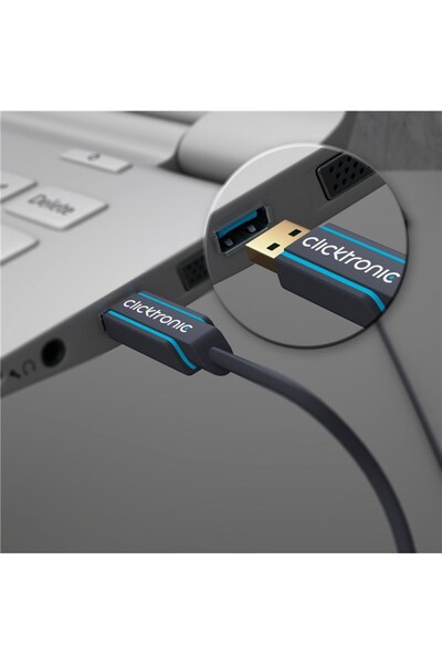 CLICKTRONIC Professional Cable 3m mini USB 2.0 - USB Hi-Speed ​​480Mbit/s OFC oxygen-free copper gold-plated 7