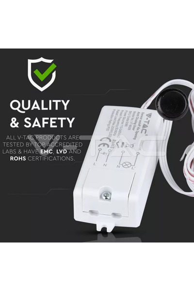 V-TAC ON/OFF motion sensor, reaction to door opening and closing, max 500W