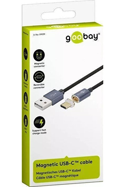 goobay USB2.0 cable with magnetic USB Type C plug 1.2m black