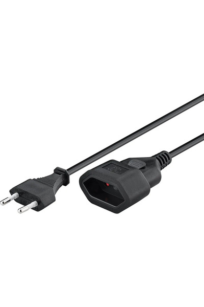 goobay Euro extension cord Type C CEE 7/16 female-male 2m black 2x0.75 mm 64616