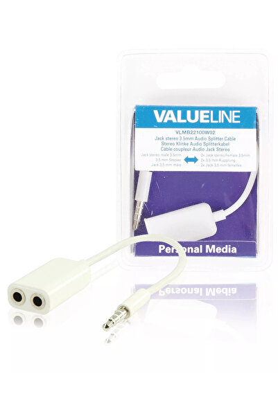 VALUELINE Splitter audio stereo 3.5 mm tata - 2x 3.5 mm mama 0.2m alb