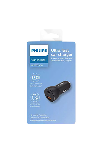Philips Car charger USB-A AND USB TYPE C 36W 12–24VDC DLP2521