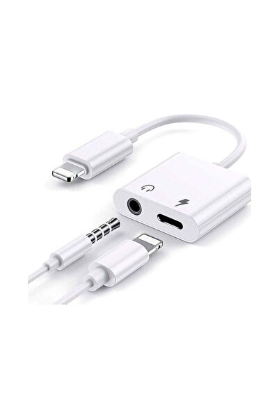 Xo Cablu adaptor conector iPhone - iPhone Lightning + Jack 3.5 mm 0.2m 2A alb XO-NB172B