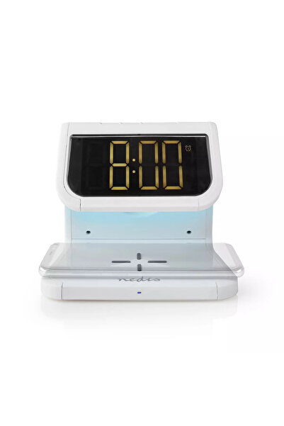 Nedis Ceas cu alarma incarcator wireless Qi lumina multicolora alb