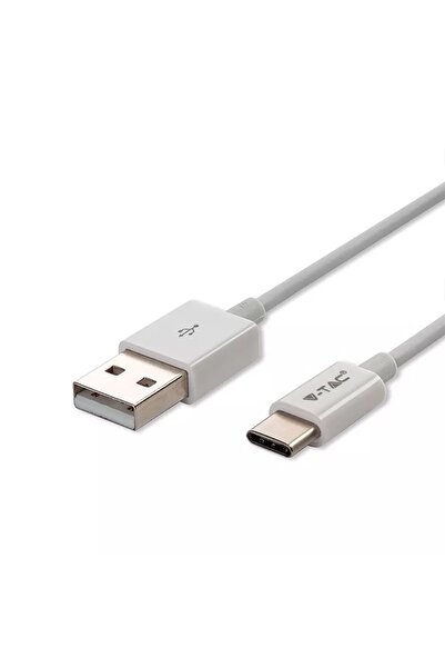 V-TAC Cable USB Type C 1m 2.4A white SILVER EDITON SKU-8486