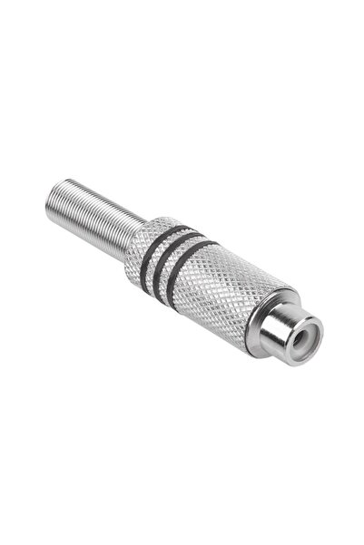 OEM Mufa RCA mama metal nichel inel negru 1buc