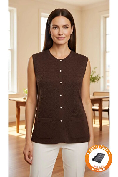 larocci Lace Knitted Vest Brown +Shawl Gift