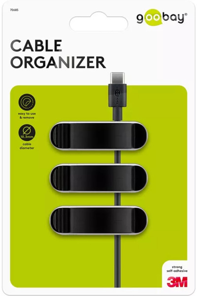 goobay Cleme pentru gestionarea cablurilor 3 sloturi set 3buc negru