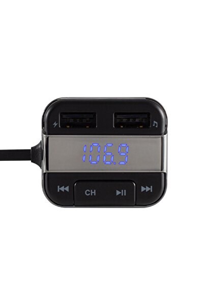 OEM FM modulator 5in1 BT speaker +FM modulator +dual USB fast charger +music player +battery voltmeter