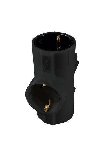 Home by Somogyi Distribuitor tip T 3x prize schuko cu protectie negru 16A 368...