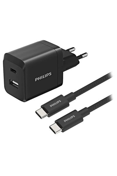 Philips Dual GaN USB-A + USB-C QC Power Delivery 45W network charger DLP5321NB/12