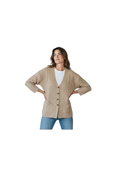 GÖMLEK GALERİSİ Baklava Patterned Regular Fit Standard Wool Women's Cardigan ...