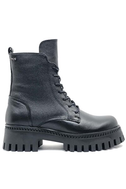 Venüs Ziko Genuine Leather Non-Slip Sole Orthopedic Women's Boots Black