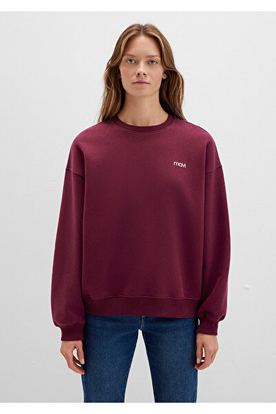 Mavi Round Neck Logo Sweatshirt Maroon Ban