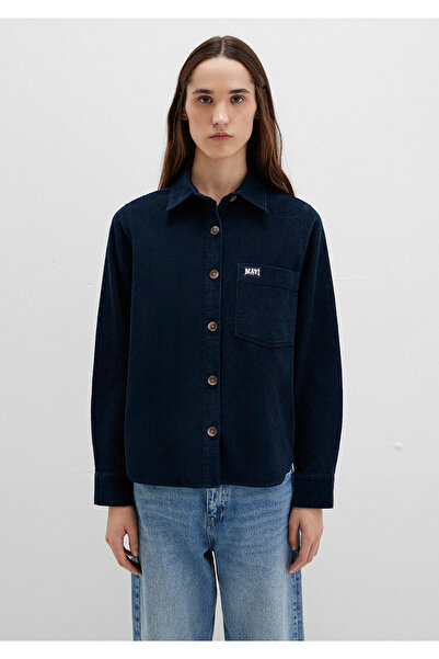 Mavi Detailed Navy Blue Velvet Shirt Regular Fit / Regular Cut 1211277-80872