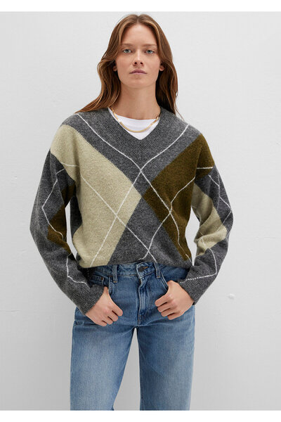 Mavi Baklava Patterned Gray Sweater Loose Fit / Relaxed Fit 1710826-87829