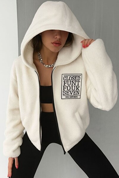 efraim giyim Pelüş Kışlık Kapşonlu Ceket Unisex