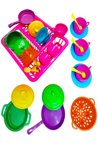 a v d a Dish Rack Set 15 Pieces Large Size Dish Basket Girl's Children's Dollhouse Kitchen Toy