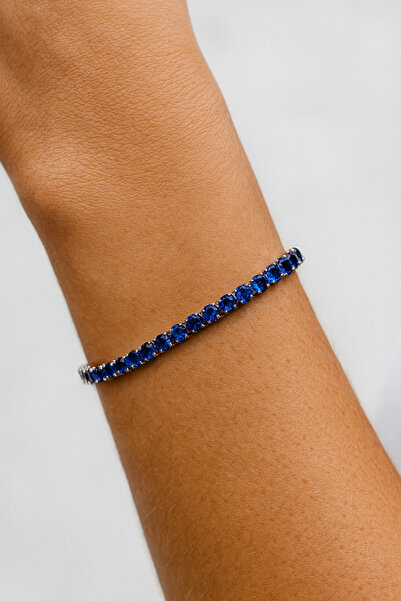 SAFİR Premium Mavi Taşlı Çelik Bileklik – Şepiti Sapphire Royale