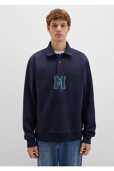 Mavi Φούτερ M Logo με τύπωμα Navy Blue 0S10494-70490