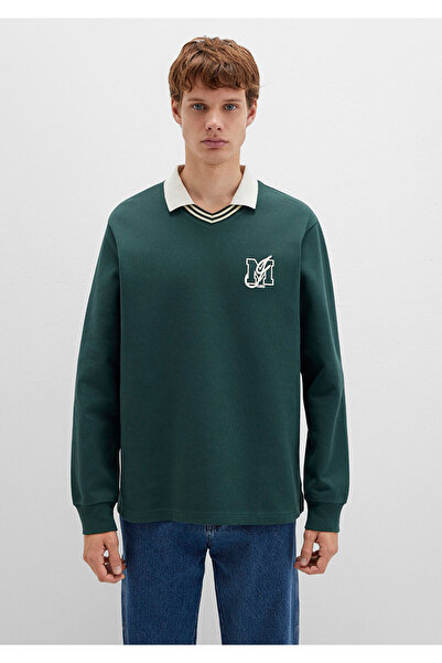 Mavi M Logo Crew Neck Green Interlock Sweatshirt 0S10487-71539