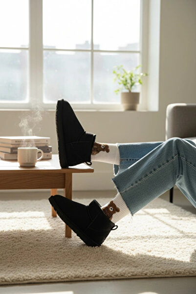 Sivarro Ultra Mini Classic semišové péřové dámské boty - černé