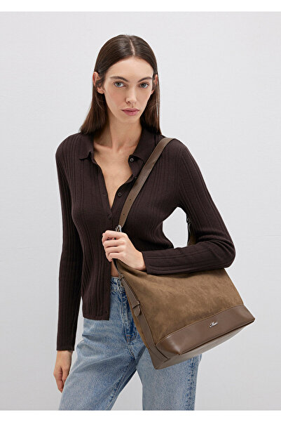 Mavi Faux Suede Khaki Shoulder Bag 1913473-71821
