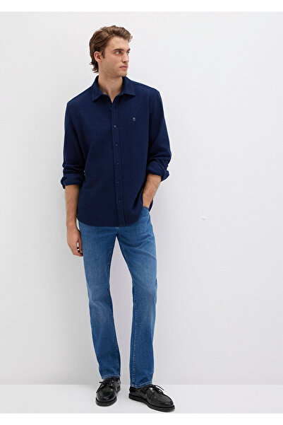 Mavi M Logo Embroidered Navy Blue Knitted Shirt Regular Fit / Regular Cut 0211789-70497