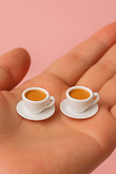CharmFancy 2'Li Kahve Fincanı Fincan– Bebek Evi Mini Minyatür Aksesuar ve Dio...