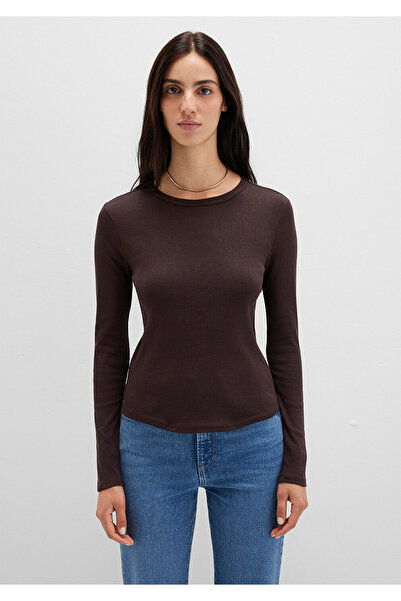 Mavi Long Sleeve Brown Basic T-Shirt Fitted / Bodycon Cut 1613619-70240