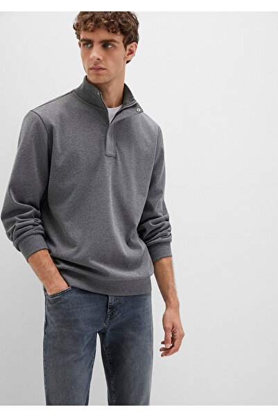 Mavi Button Detailed Stand Collar Gray Sweatshirt 0S10472-80018