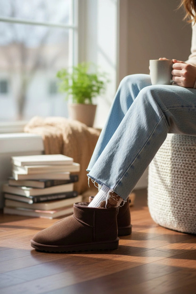 Sivarro Ultra Mini Classic Süet Tüylü Kadın Bot - Kahve