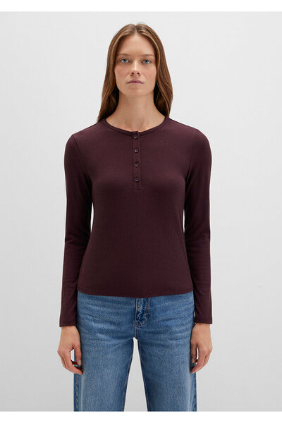 Mavi Long Sleeve Burgundy Basic T-Shirt Slim Fit / Slim Fit 1613621-70223