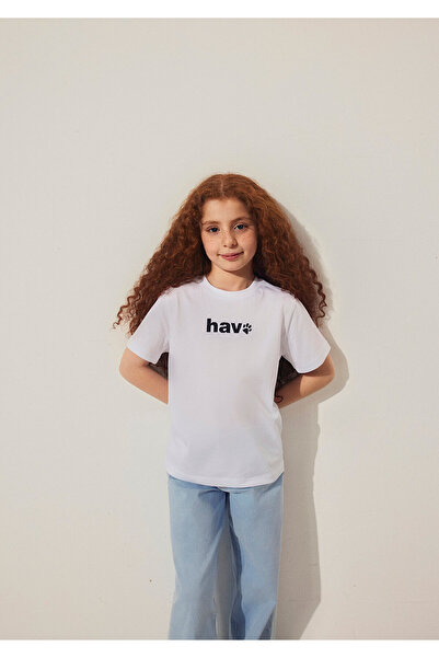 Mavi Air Printed White Children's T-Shirt Regular Fit 6610350 -620