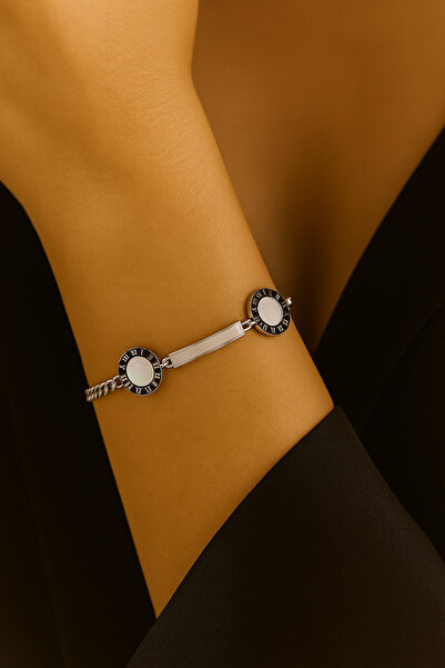 Roman Şepiti Silver Pearl – Detaylı Çelik Bileklik