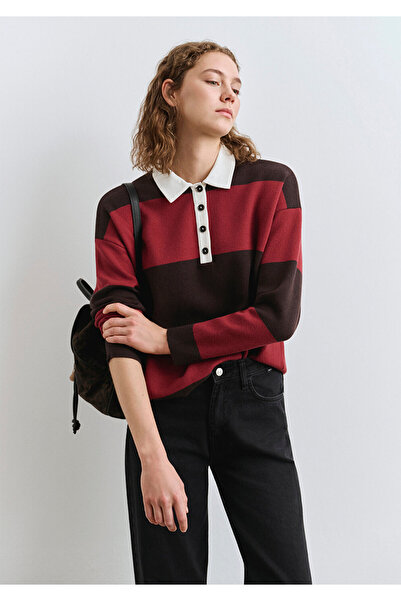 Mavi Block Colored Burgundy Knitwear Polo 1710708-90695