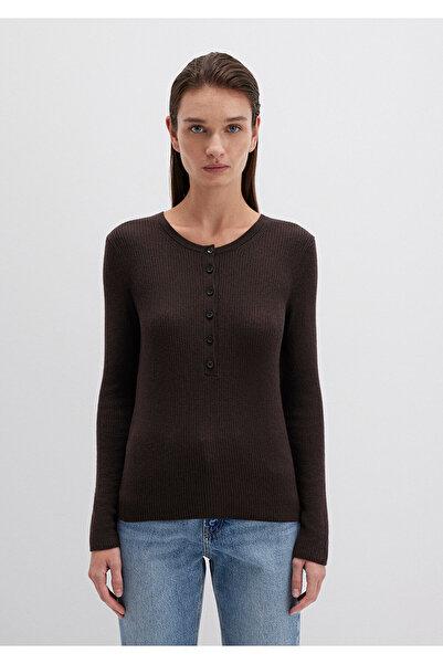 Mavi Wool Blend Button Detail Brown Sweater Fitted / Bodycon Cut 1710730-90704