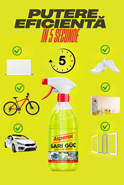 ASPEROX Yellow Degreaser 650 ml – Powerful Solution for Grease and Dirt – Spray 12 PCS